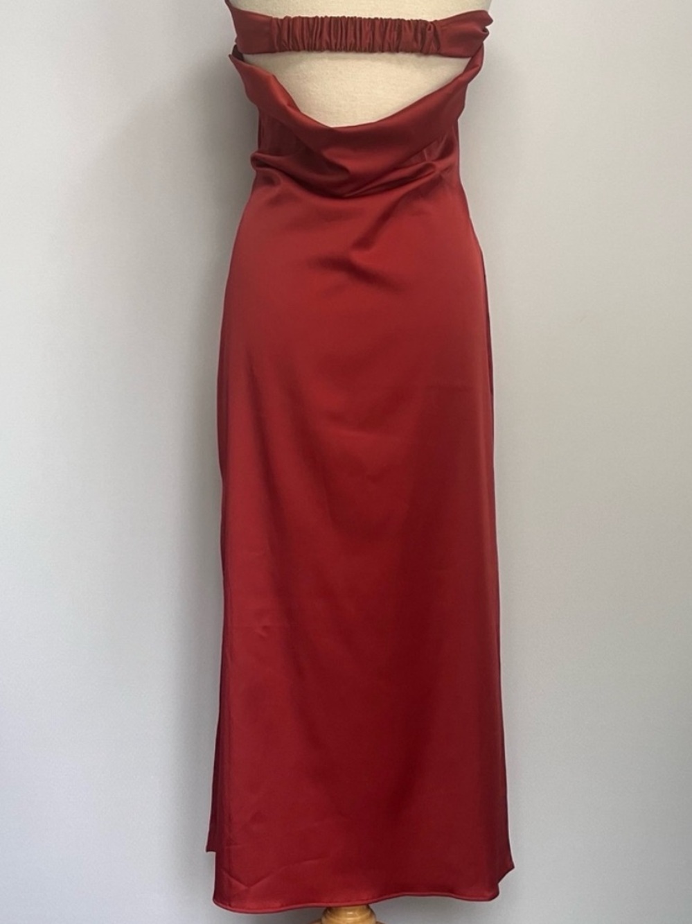 NWT Anthro Strapless Satin Cowl-Back Minimalist Modern look Midi Dress L - Picture 8 of 13